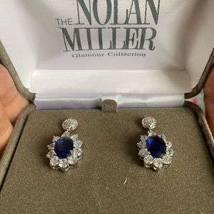 Brand new Nolan Miller earrings, blue and silver. Still in the box